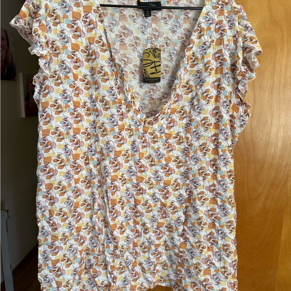 Floral V-Neck Ruffle Sleeve Top